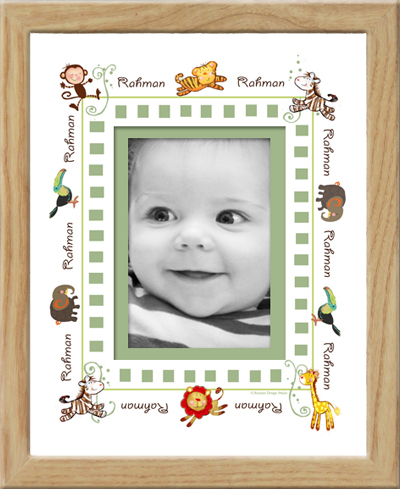 Jungle Animals Adorable Photo Frame Picture Decorative Nursery Decor Newborn Art Perfect Gift Name Border or Monogrammed Customized Special